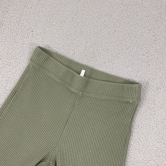 Aerie Waffle Knit Flare Leggings Women M Green Boho Festival Lounge - Picture 2 of 10
